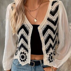 Worn Once Crochet Cardigan Top Size M (Fits like S)